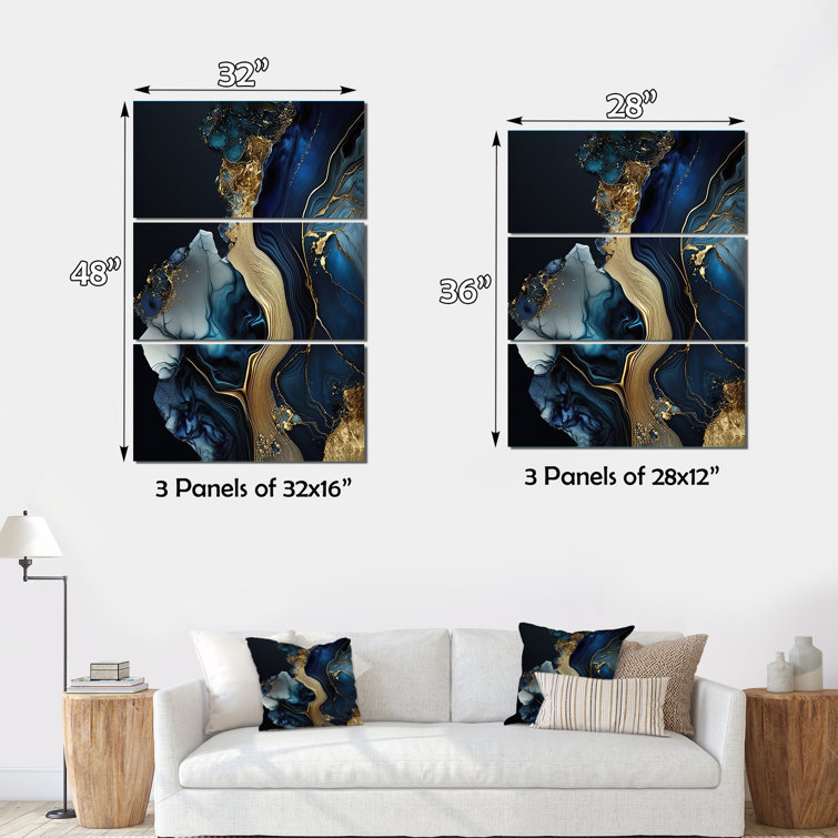 Orren Ellis Abstract Geode Gold And Blue Marble V Abstract Marble